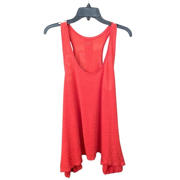 Eileen Fisher petite 100% linen slouch racer back tunic tank pockets PM orange - Picture 1 of 9